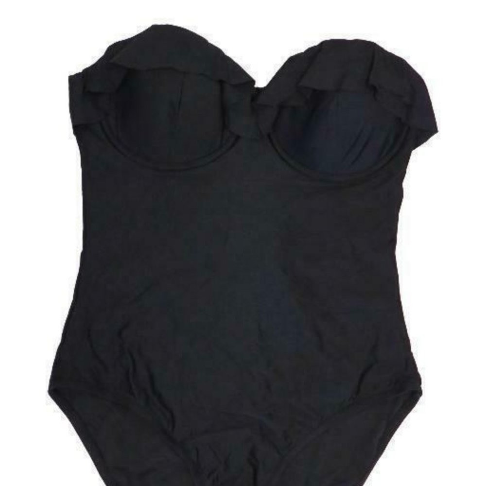 JCrew Ruffled Underwire One-Piece Swim G1736 Blk - Picture 3 of 4
